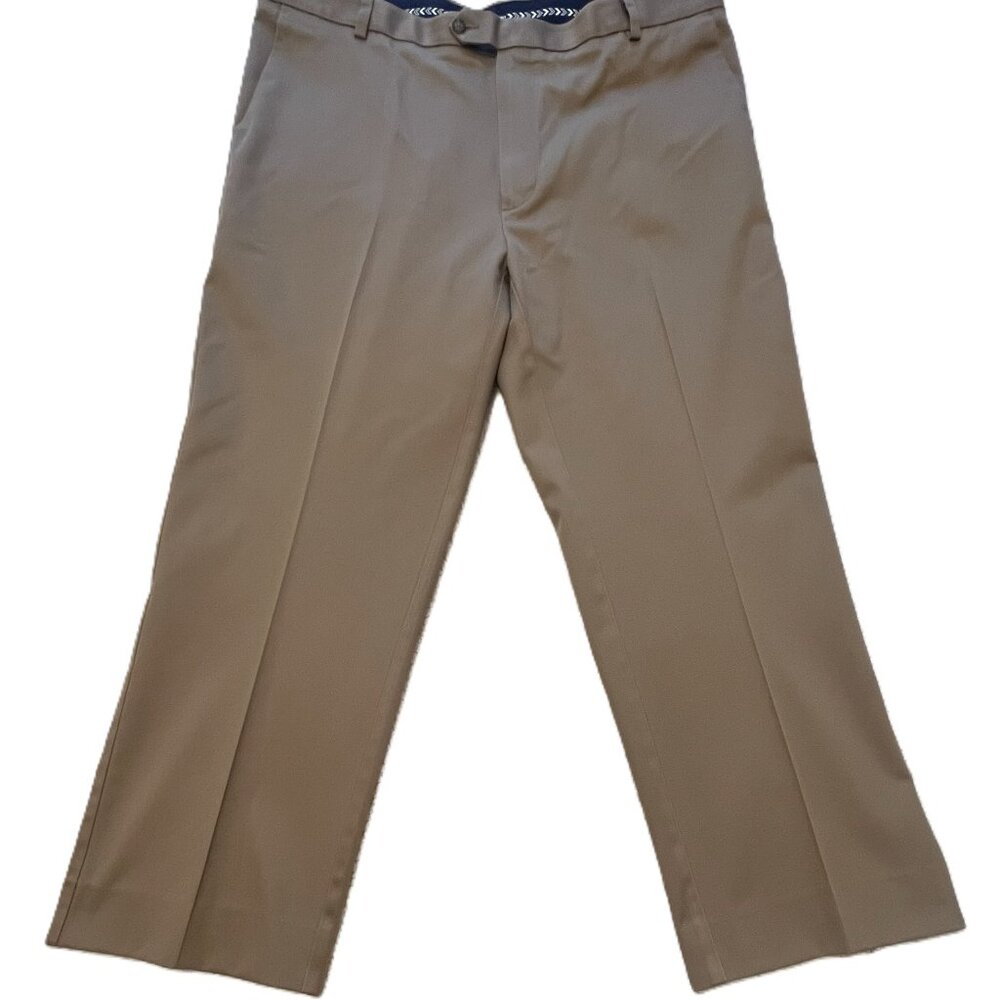 Preppy Business Casual Roundtree & Yorke Travel Smart Pants Khaki Men's 42x32